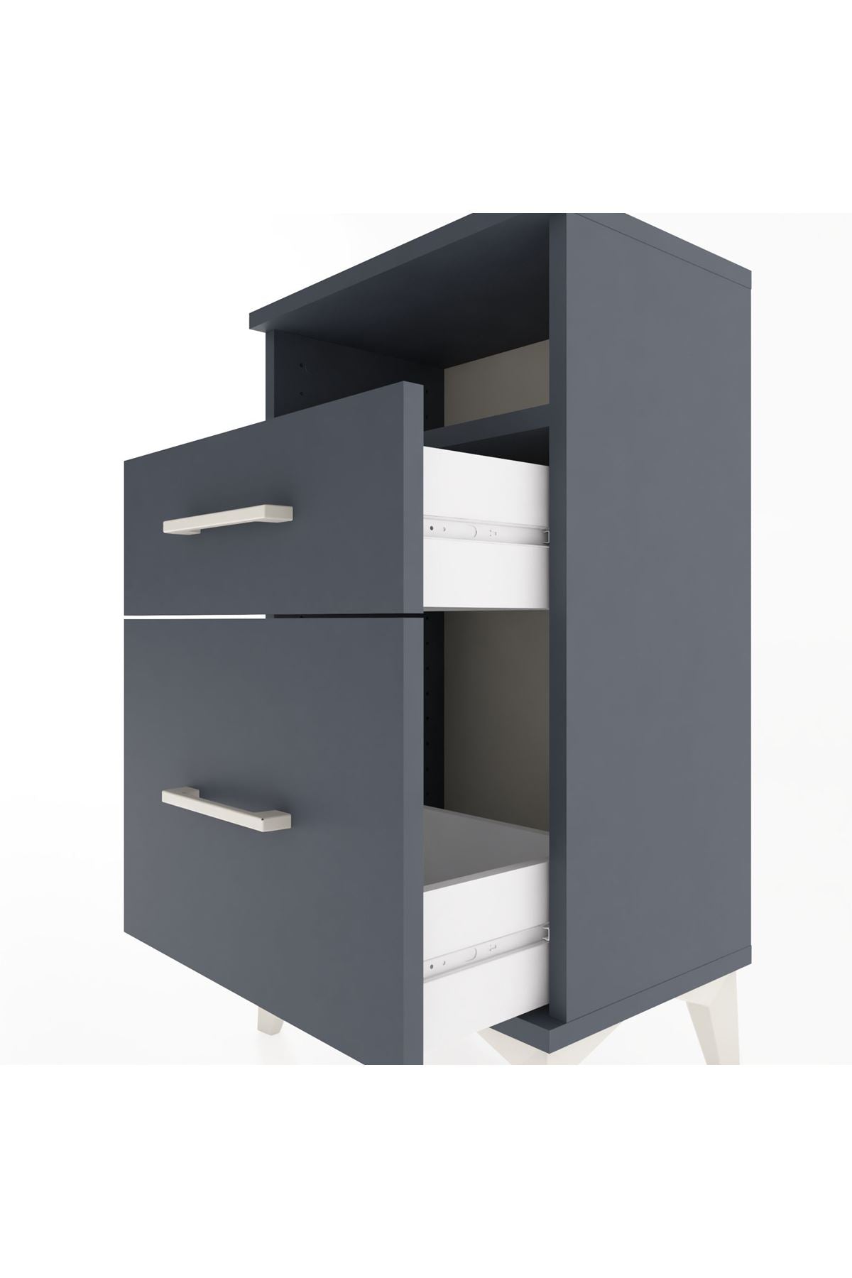Arges Komodin Tek Raflı 2 Çekmeceli 44x30x80 Antrasit-Antrasit