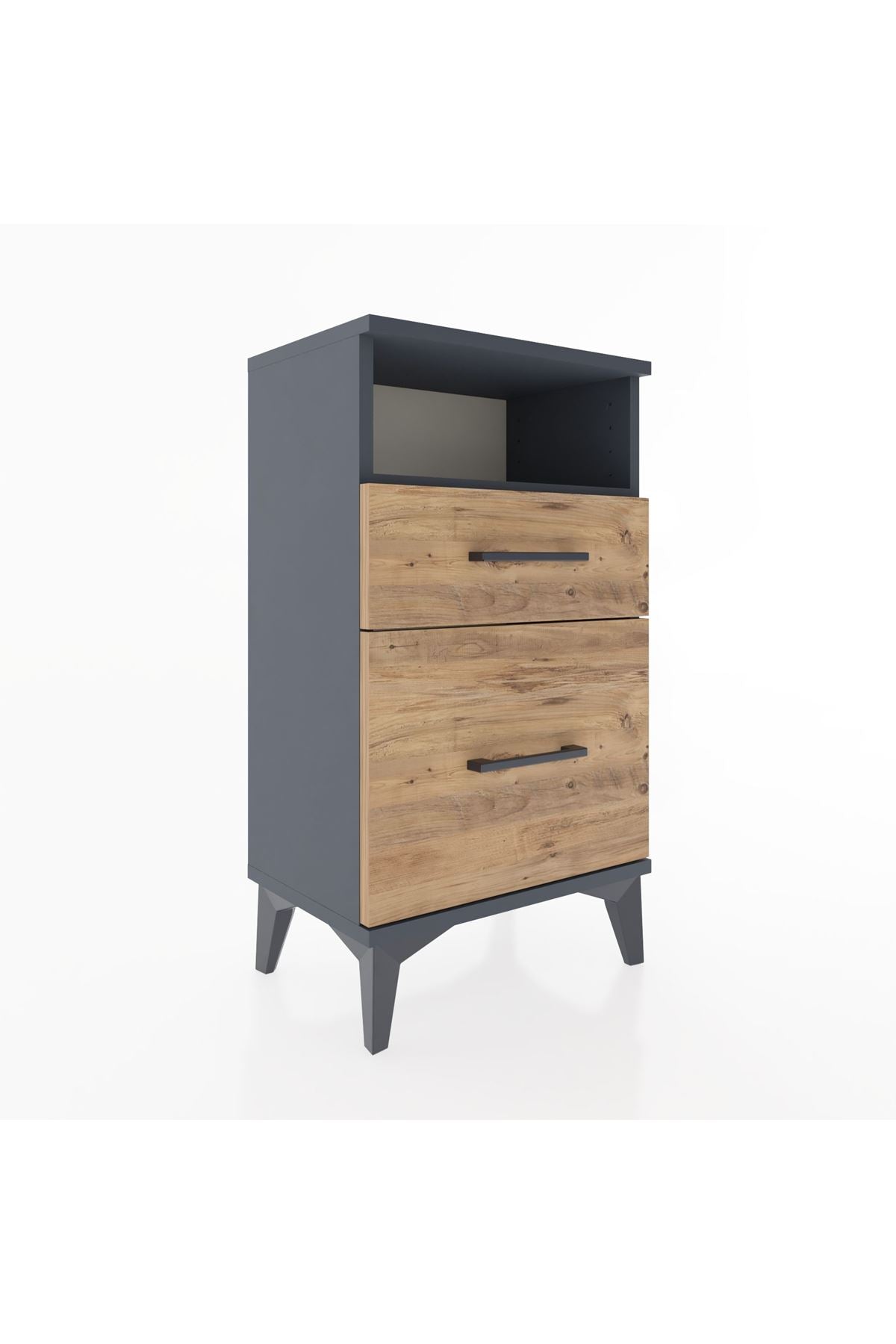 Arges Komodin Tek Raflı 2 Çekmeceli 44x30x80 Antrasit-Çam