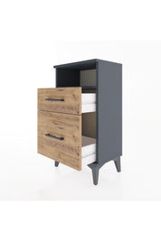 Arges Komodin Tek Raflı 2 Çekmeceli 44x30x80 Antrasit-Çam
