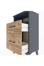 Arges Komodin Tek Raflı 2 Çekmeceli 44x30x80 Antrasit-Çam