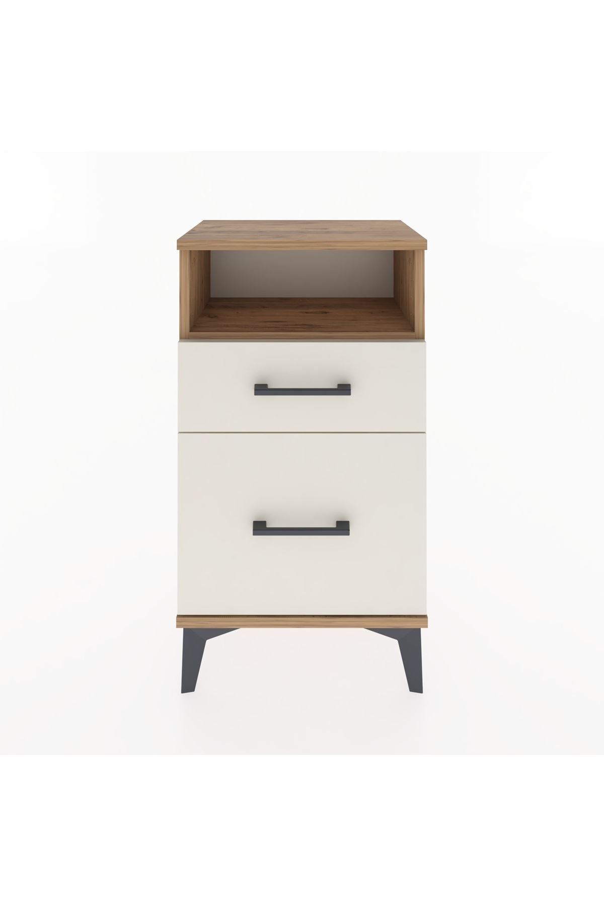 Arges Komodin Tek Raflı 2 Çekmeceli 44x30x80 Çam-Aytaşı