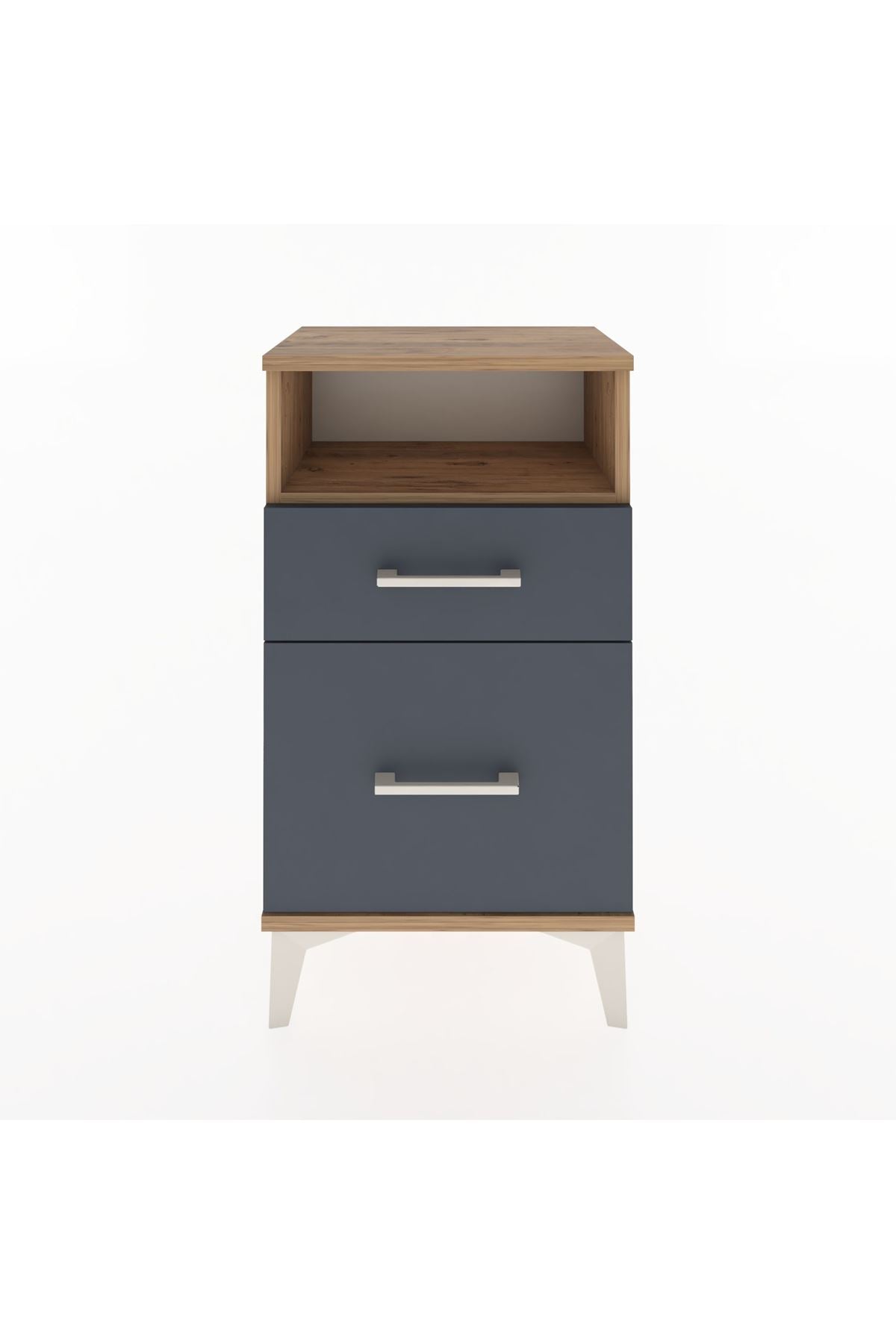 Arges Komodin Tek Raflı 2 Çekmeceli 44x30x80 Çam-Antrasit