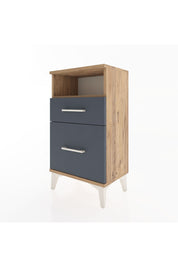 Arges Komodin Tek Raflı 2 Çekmeceli 44x30x80 Çam-Antrasit