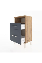 Arges Komodin Tek Raflı 2 Çekmeceli 44x30x80 Çam-Antrasit