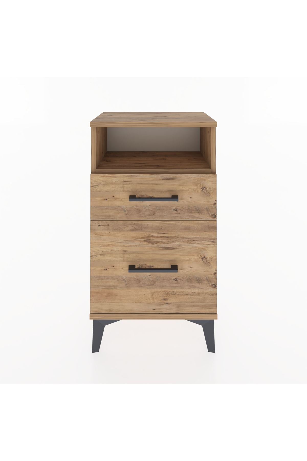 Arges Komodin Tek Raflı 2 Çekmeceli 44x30x80 Çam-Çam