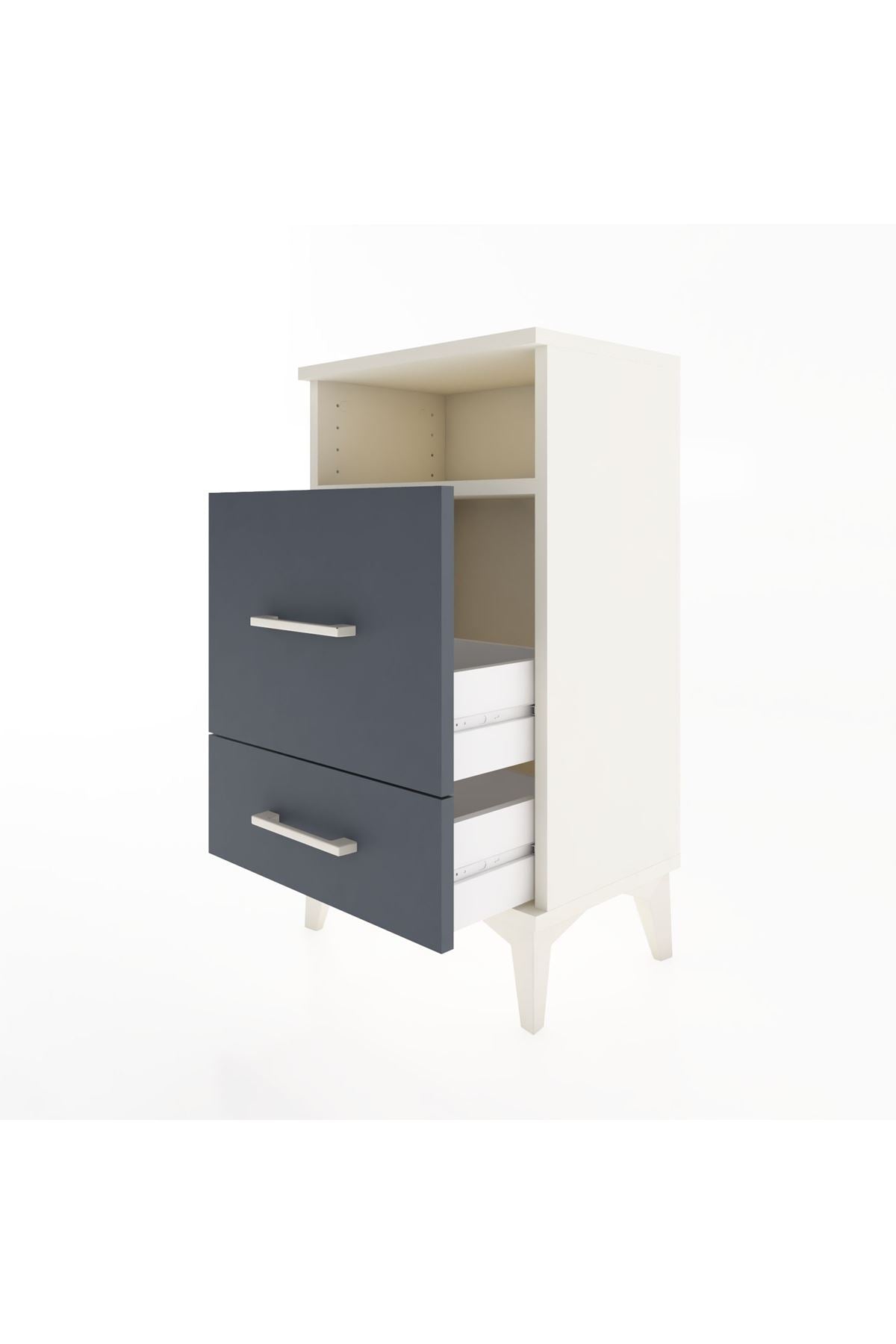 Arges Komodin Tek Raflı 2 Çekmeceli 44x30x80 Aytaşı-Antrasit