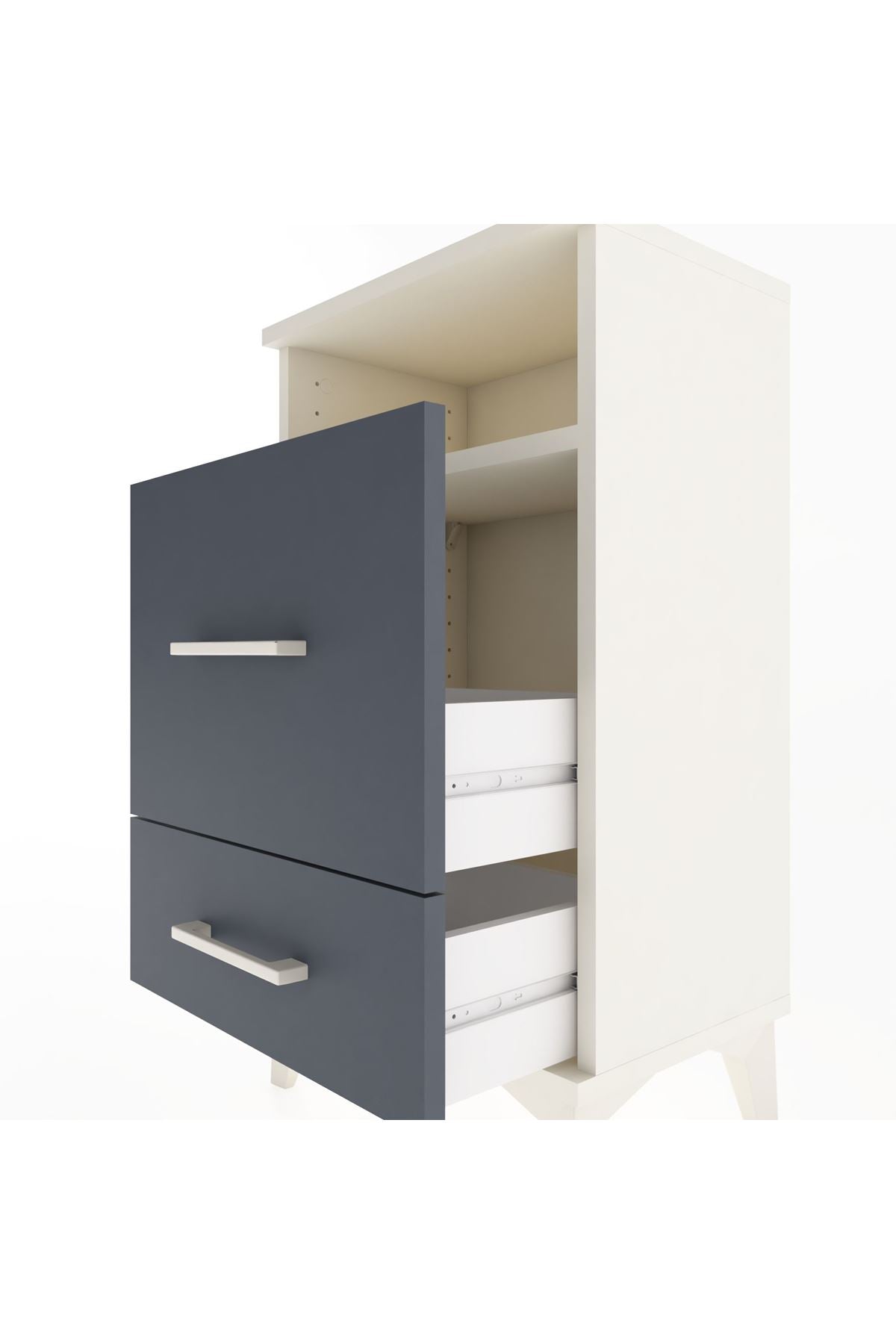 Arges Komodin Tek Raflı 2 Çekmeceli 44x30x80 Aytaşı-Antrasit