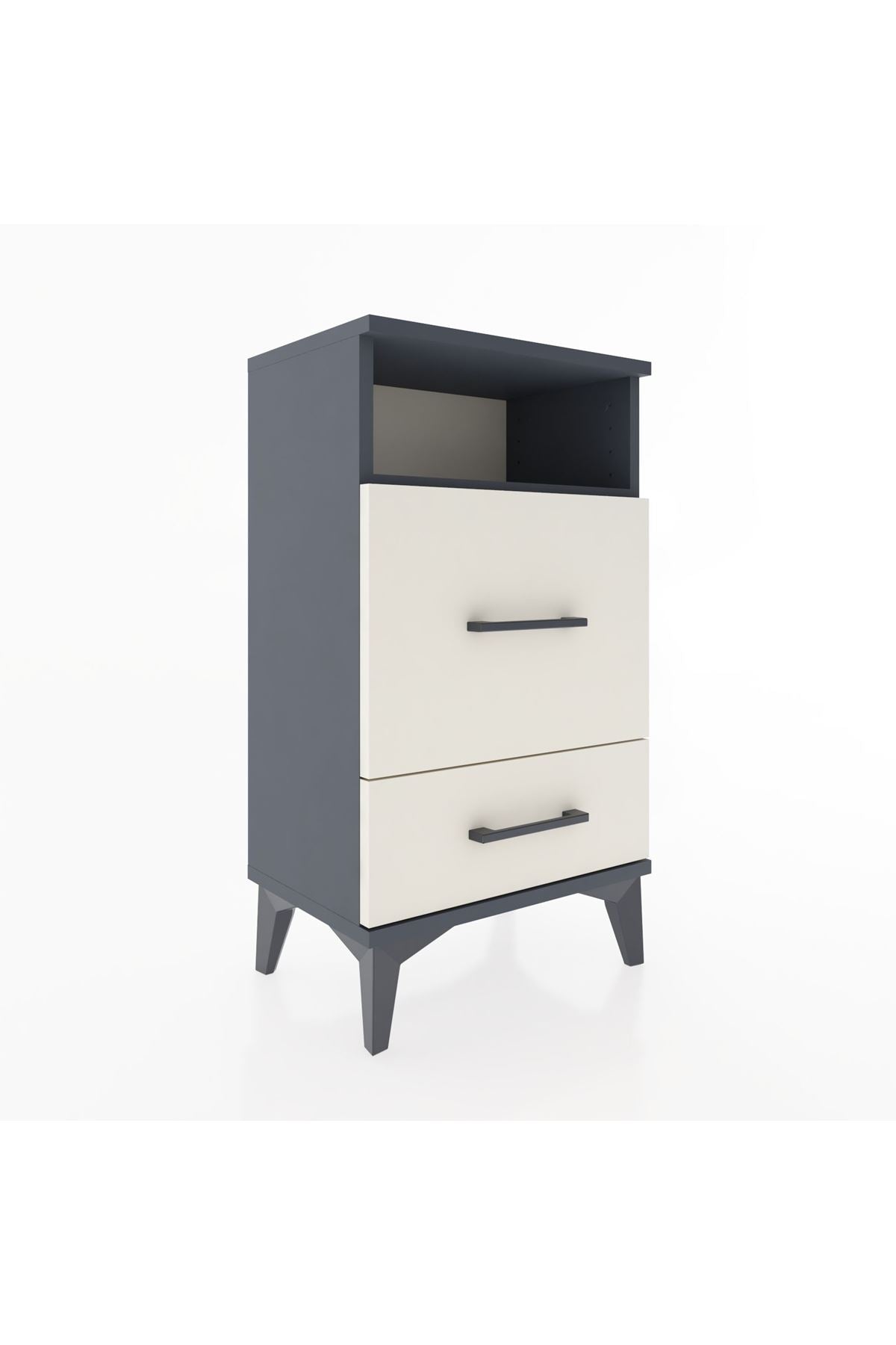 Arges Komodin Tek Raflı 2 Çekmeceli 44x30x80 Antrasit-Aytaşı