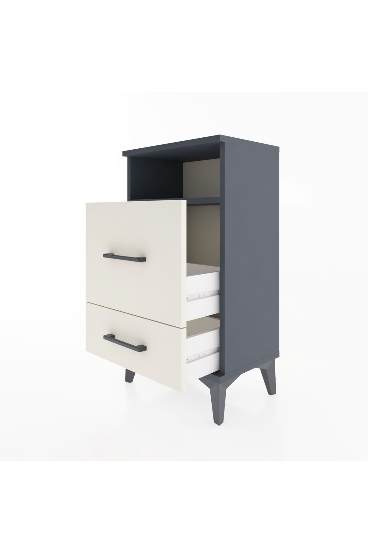 Arges Komodin Tek Raflı 2 Çekmeceli 44x30x80 Antrasit-Aytaşı