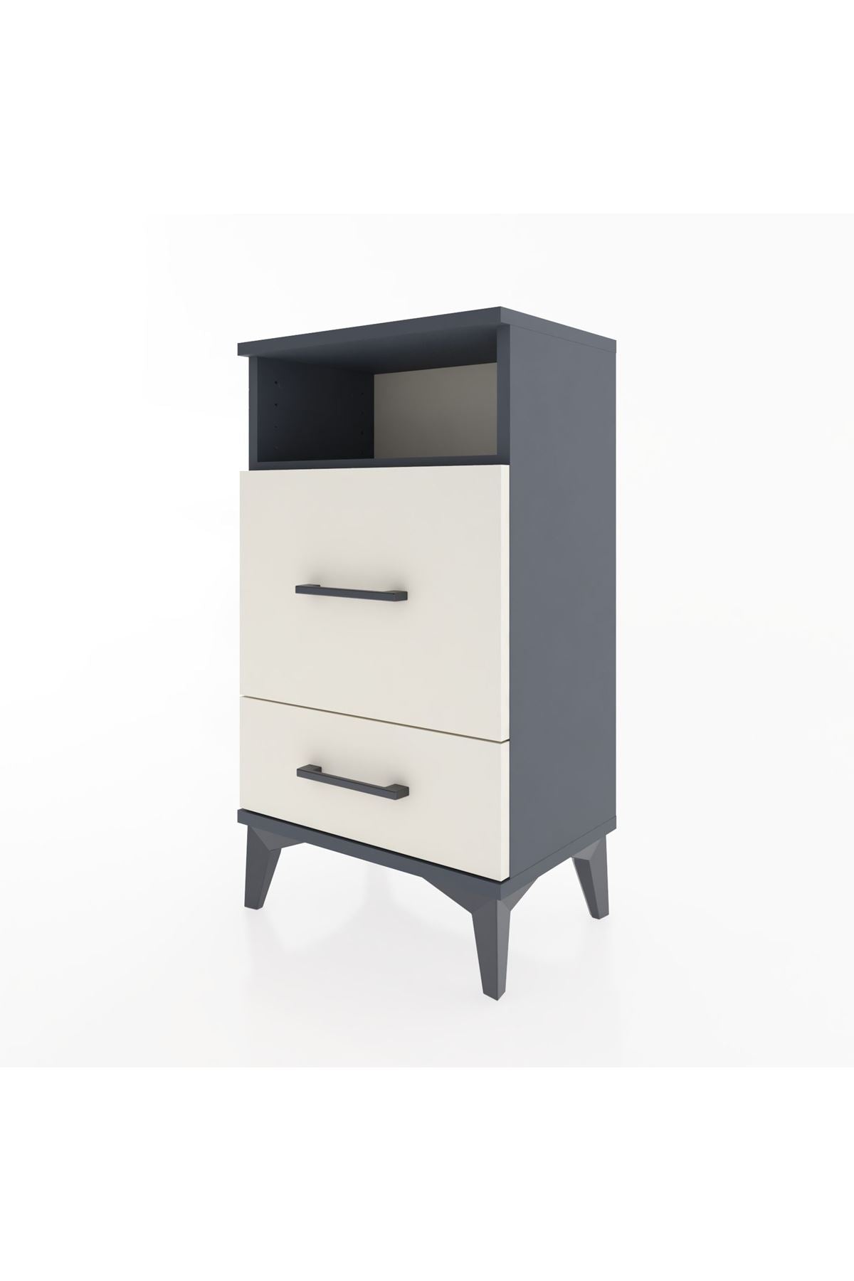 Arges Komodin Tek Raflı 2 Çekmeceli 44x30x80 Antrasit-Aytaşı