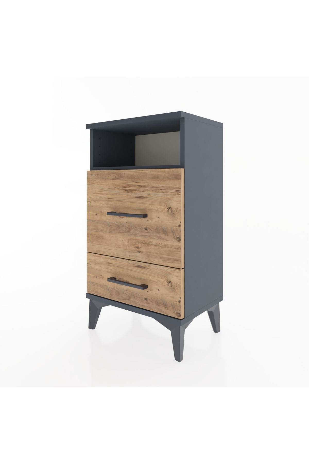 Arges Komodin Tek Raflı 2 Çekmeceli 44x30x80 Antrasit-Çam