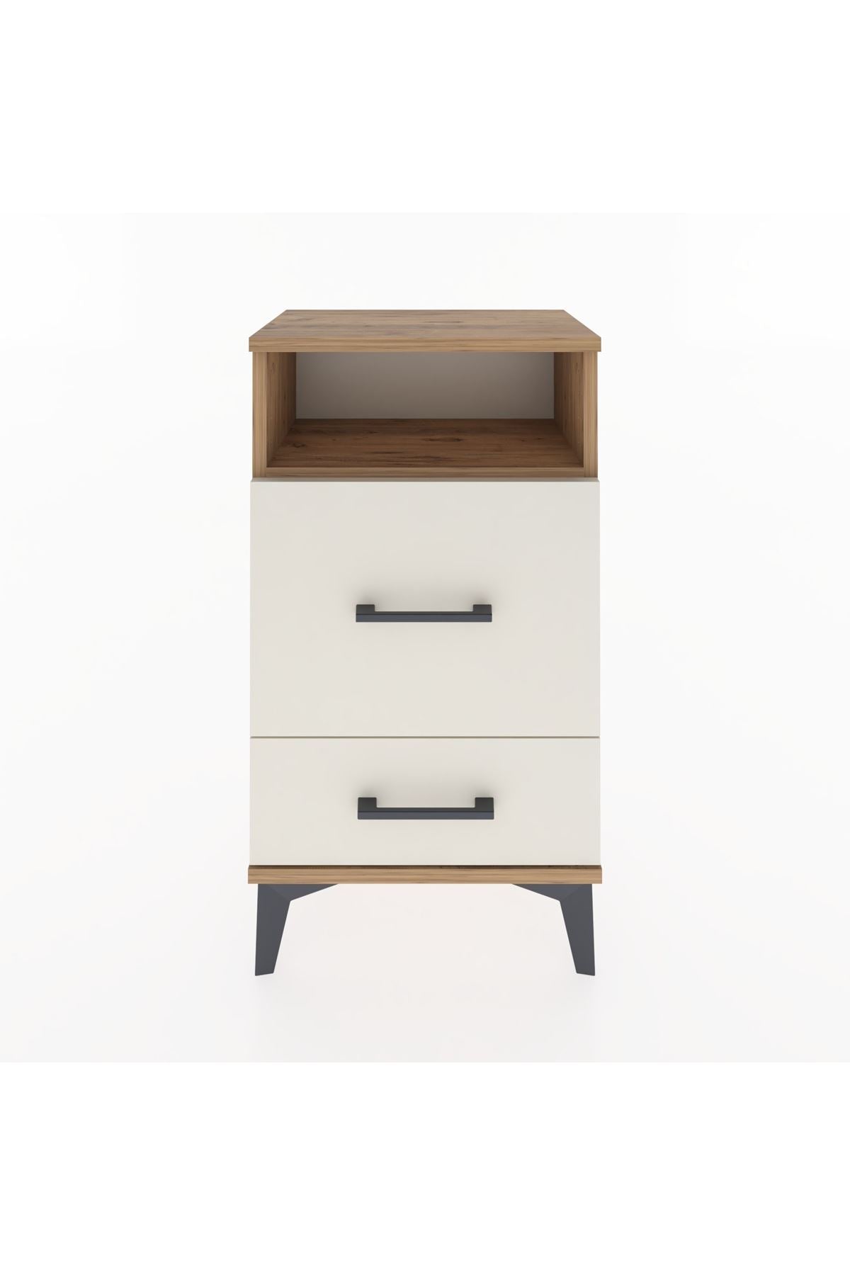 Arges Komodin Tek Raflı 2 Çekmeceli 44x30x80 Çam-Aytaşı