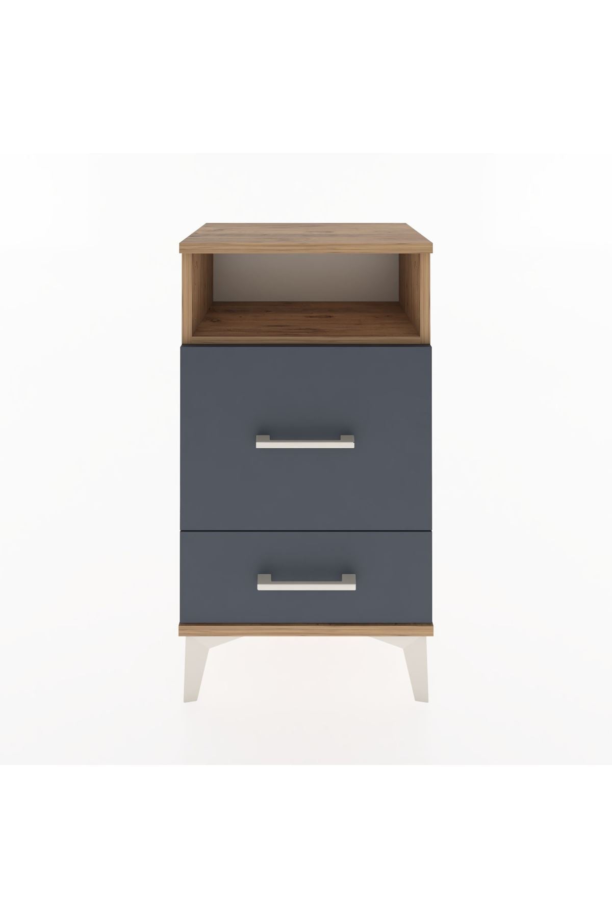 Arges Komodin Tek Raflı 2 Çekmeceli 44x30x80 Çam-Antrasit