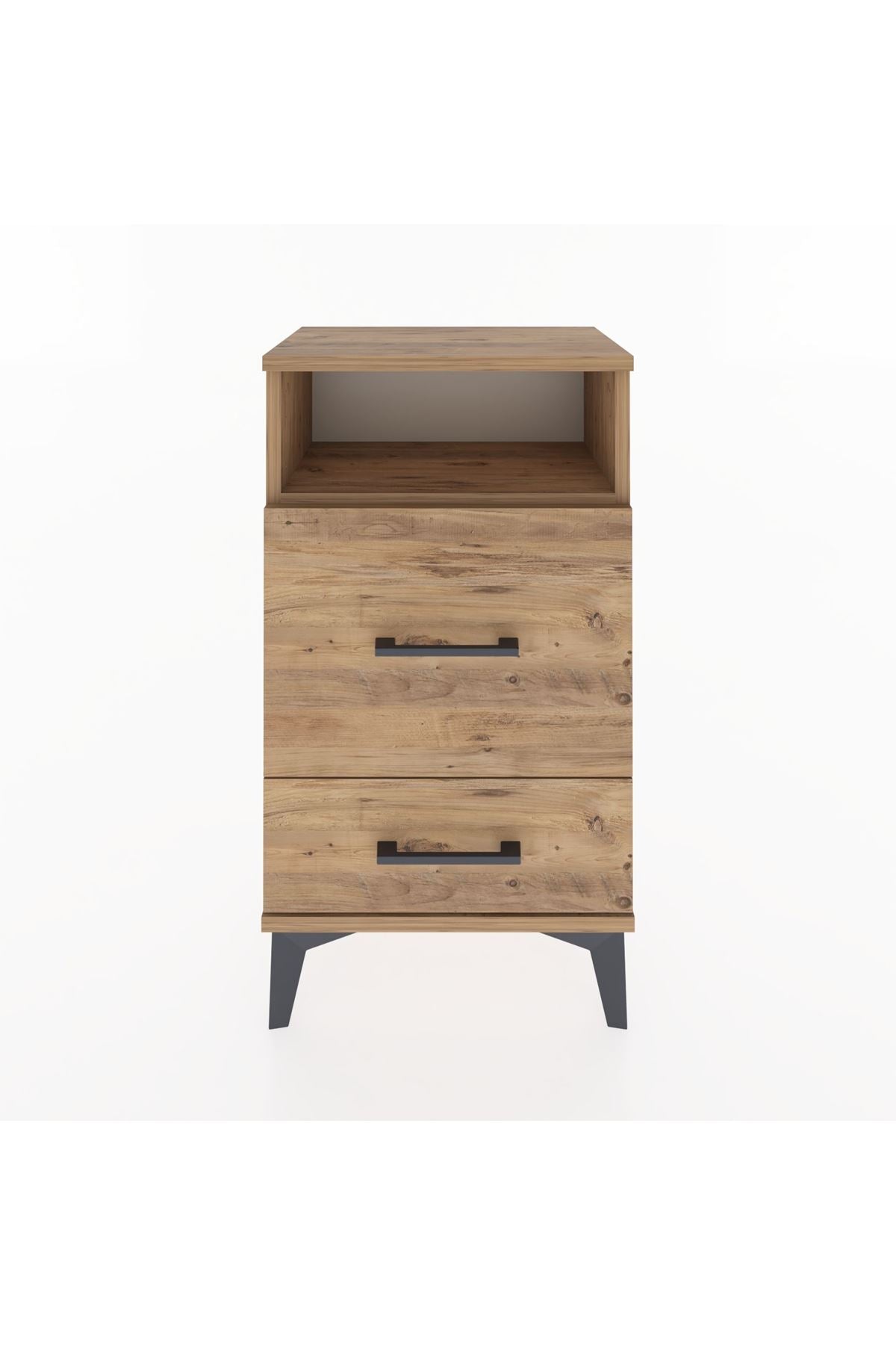 Arges Komodin Tek Raflı 2 Çekmeceli 44x30x80 Çam-Çam