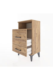 Arges Komodin Tek Raflı 2 Çekmeceli 44x30x80 Çam-Çam