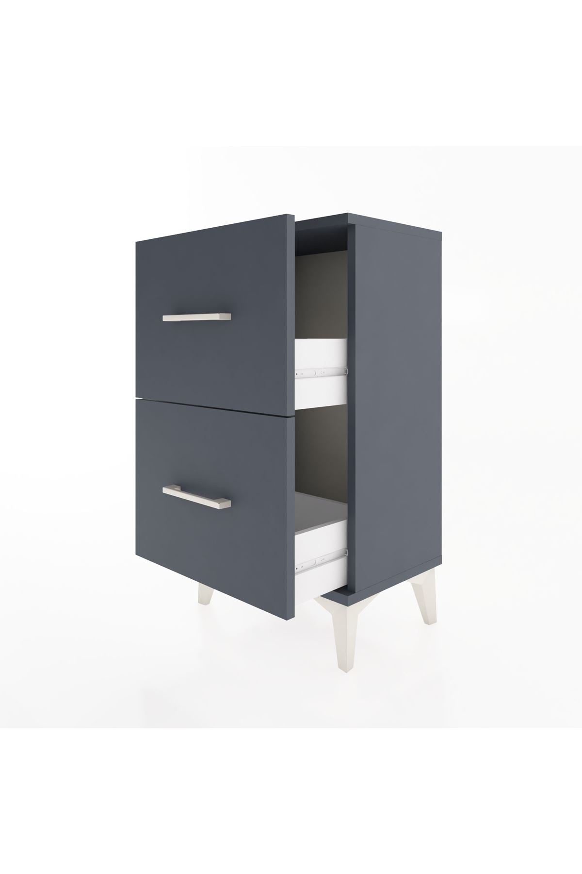 Arges Komodin 2 Çekmeceli 44x30x80 Antrasit-Antrasit