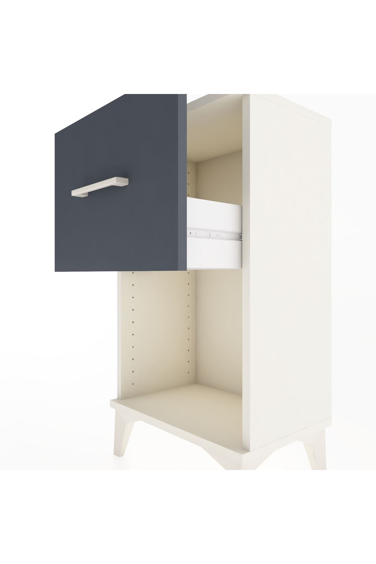 Arges Komodin Tek Çekmeceli 44x30x80 Aytaşı-Antrasit