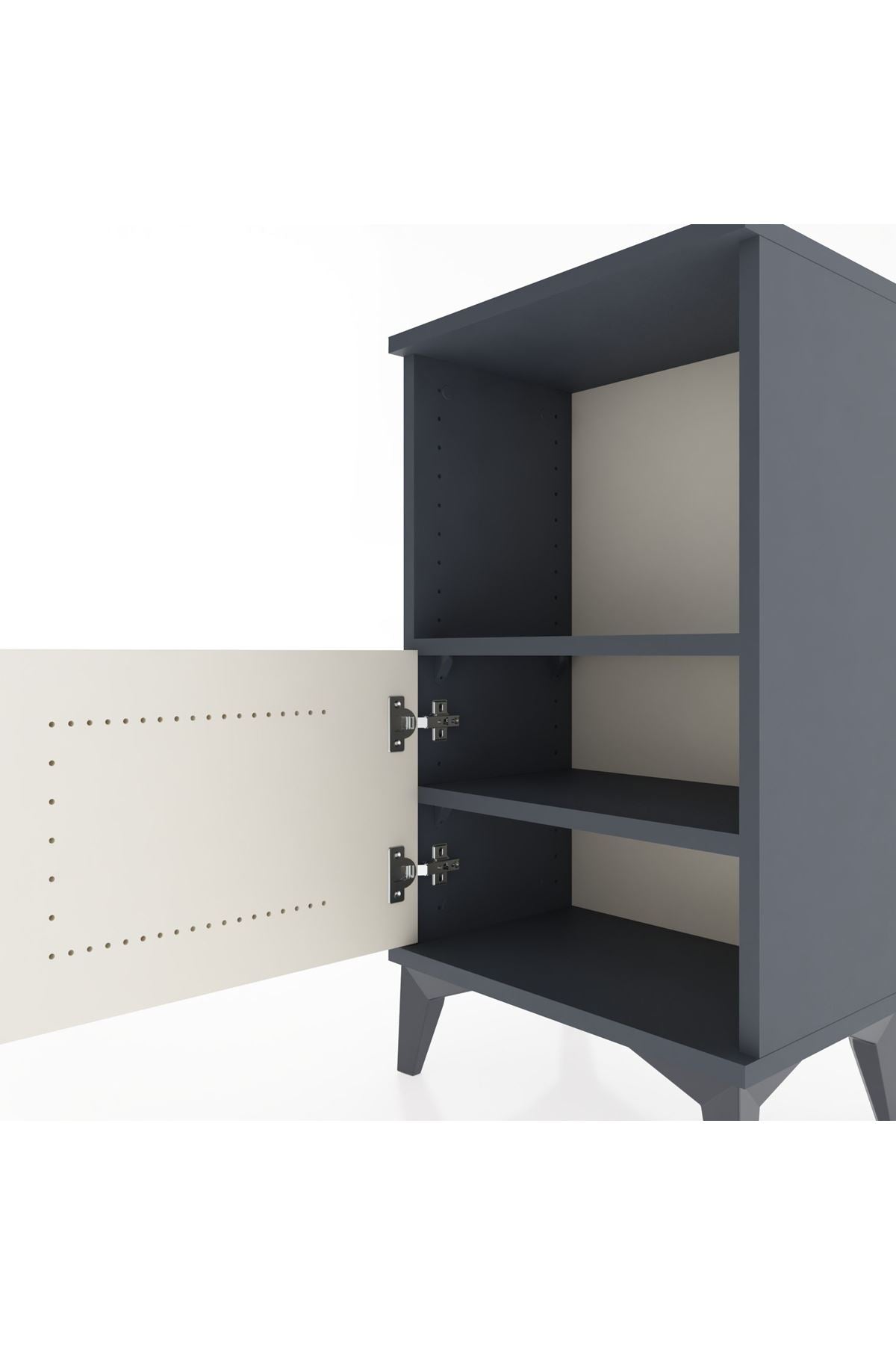 Arges Komodin 2 Raflı Tek Kapaklı 44x30x80 Antrasit-Aytaşı