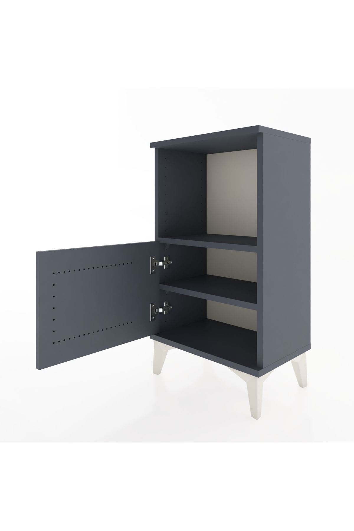 Arges Komodin 2 Raflı Tek Kapaklı 44x30x80 Antrasit-Antrasit