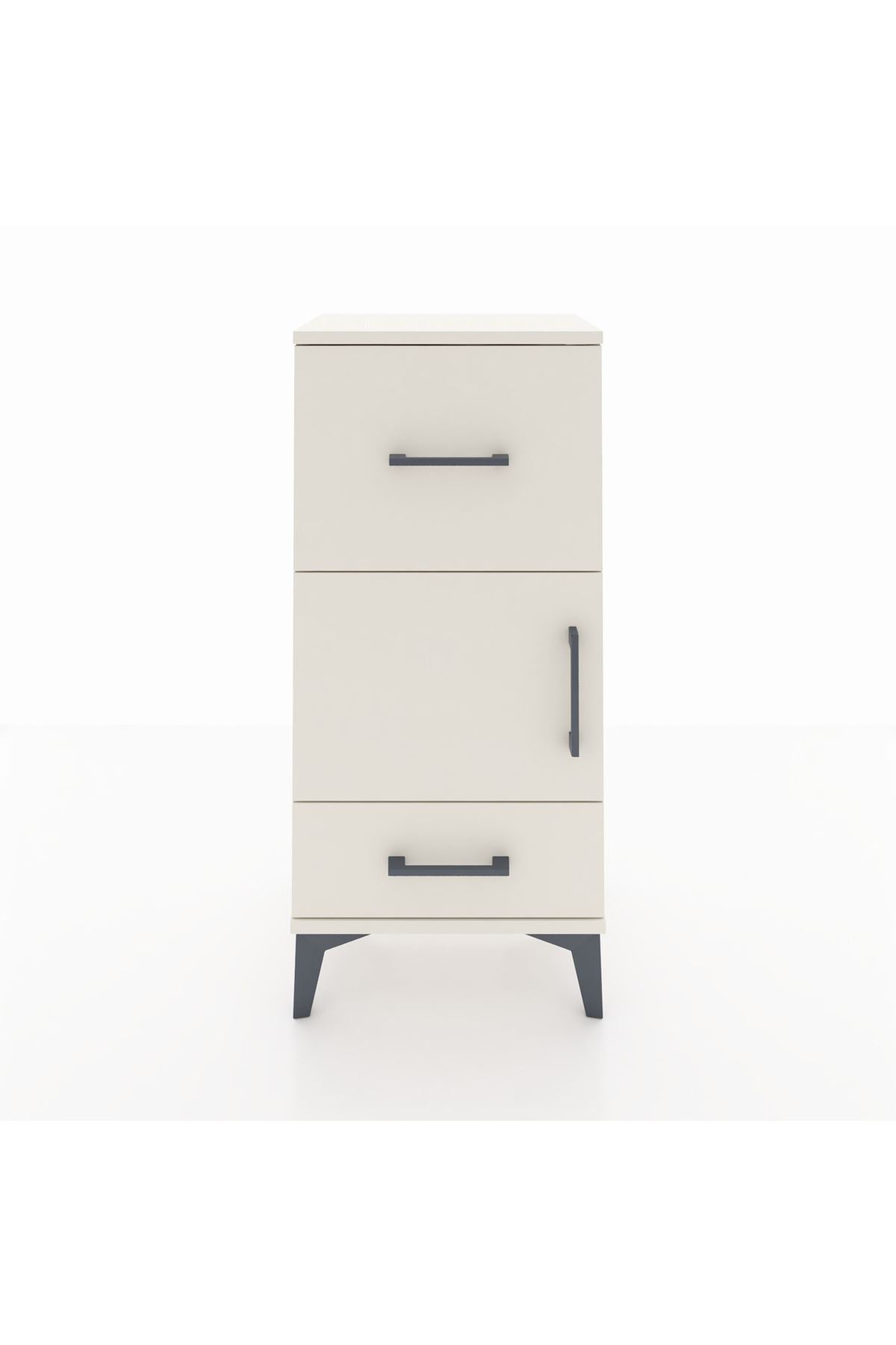 Arges Komodin Tek Raflı 2 Çekmeceli Tek Kapaklı 44x30x96 Aytaşı-Aytaşı