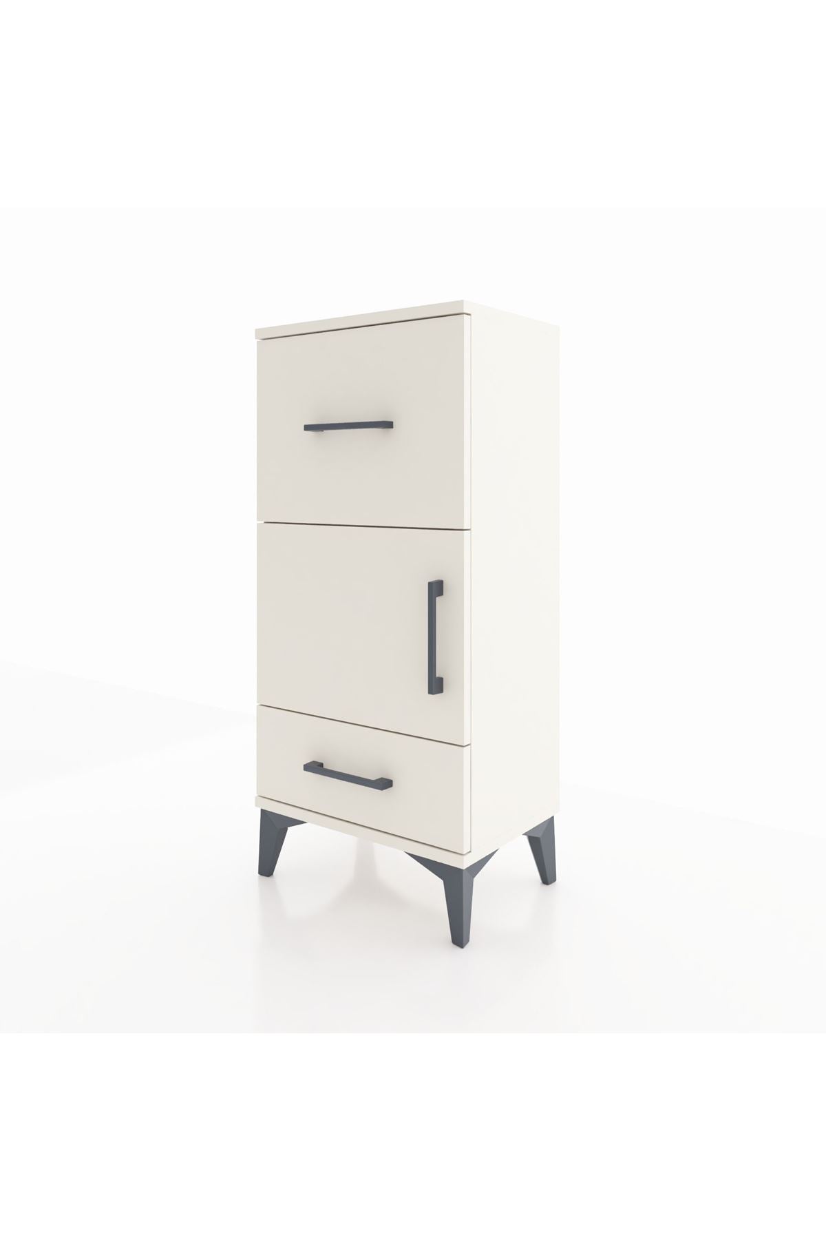 Arges Komodin Tek Raflı 2 Çekmeceli Tek Kapaklı 44x30x96 Aytaşı-Aytaşı