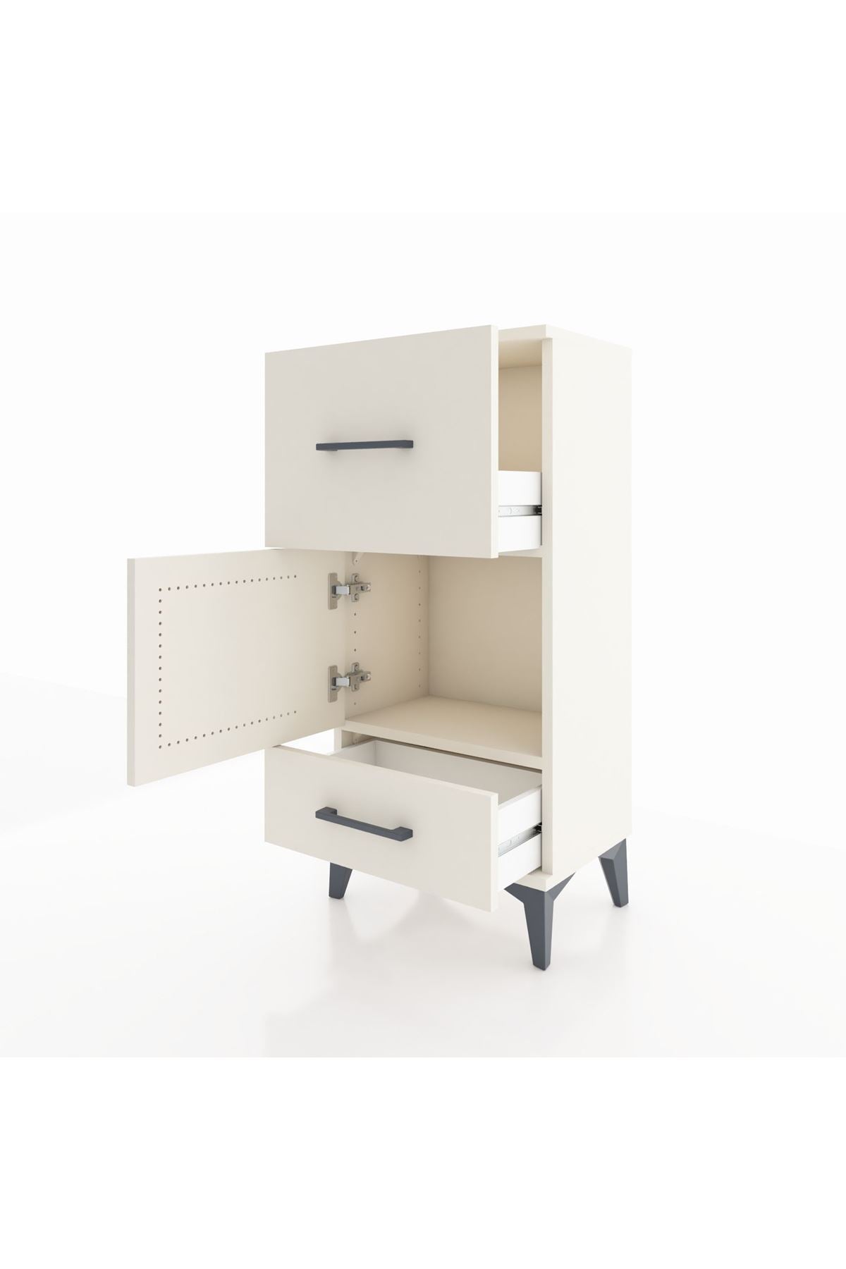 Arges Komodin Tek Raflı 2 Çekmeceli Tek Kapaklı 44x30x96 Aytaşı-Aytaşı