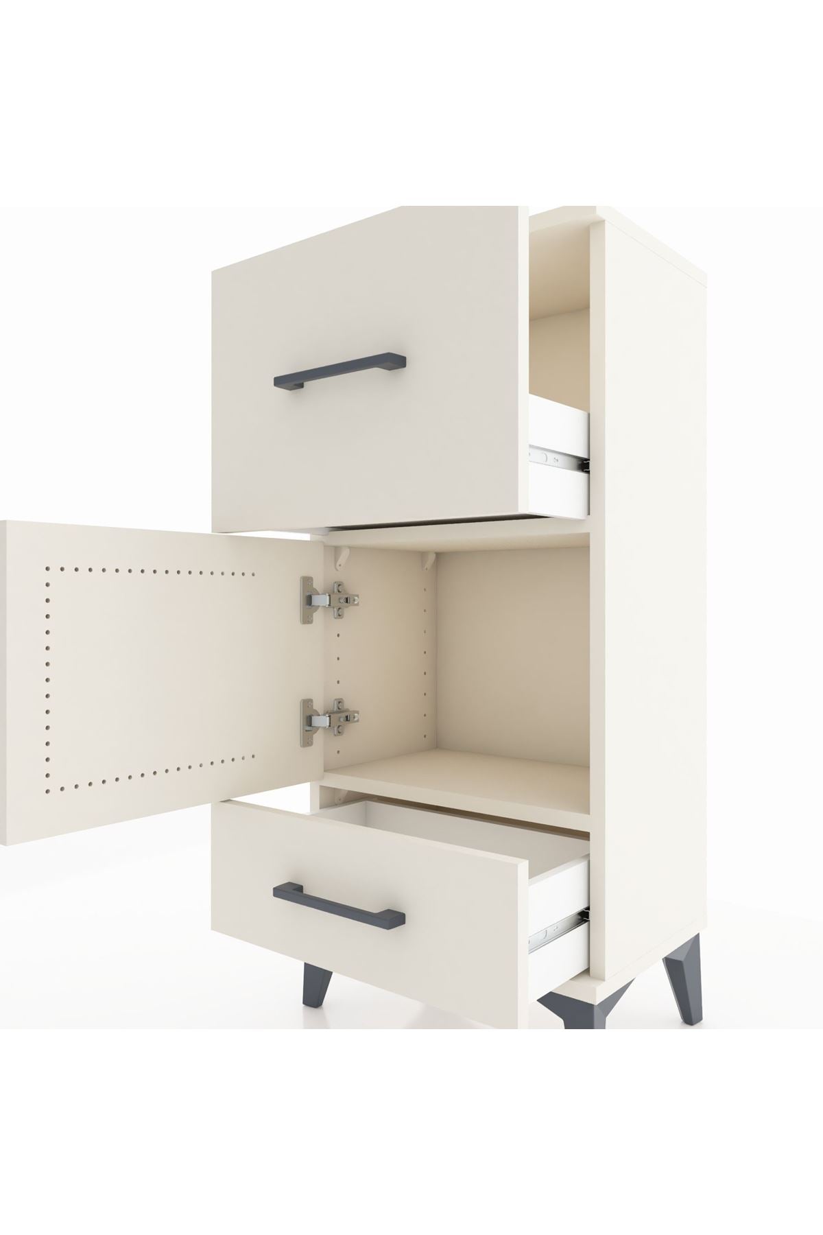 Arges Komodin Tek Raflı 2 Çekmeceli Tek Kapaklı 44x30x96 Aytaşı-Aytaşı