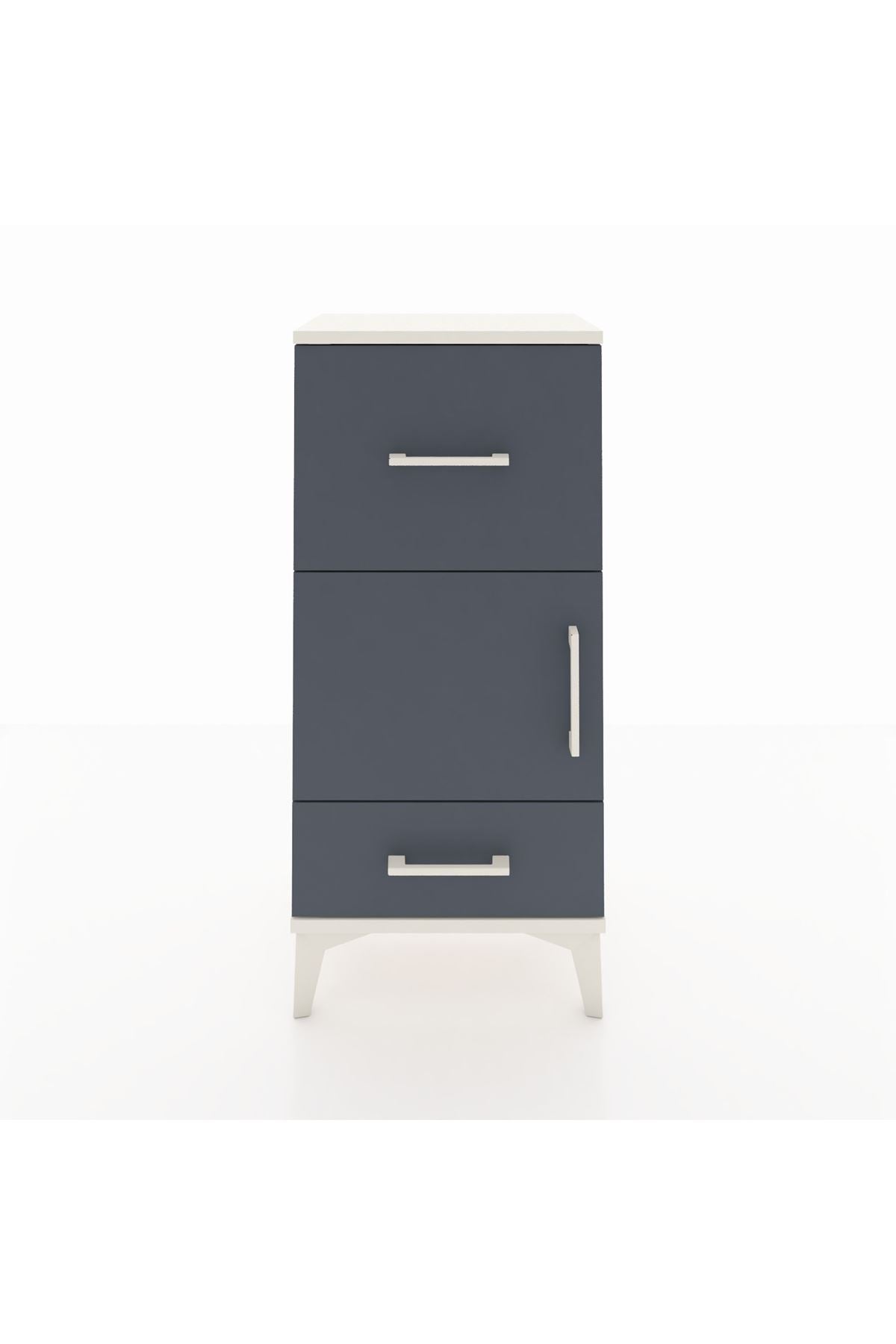 Arges Komodin Tek Raflı 2 Çekmeceli Tek Kapaklı 44x30x96 Aytaşı-Antrasit
