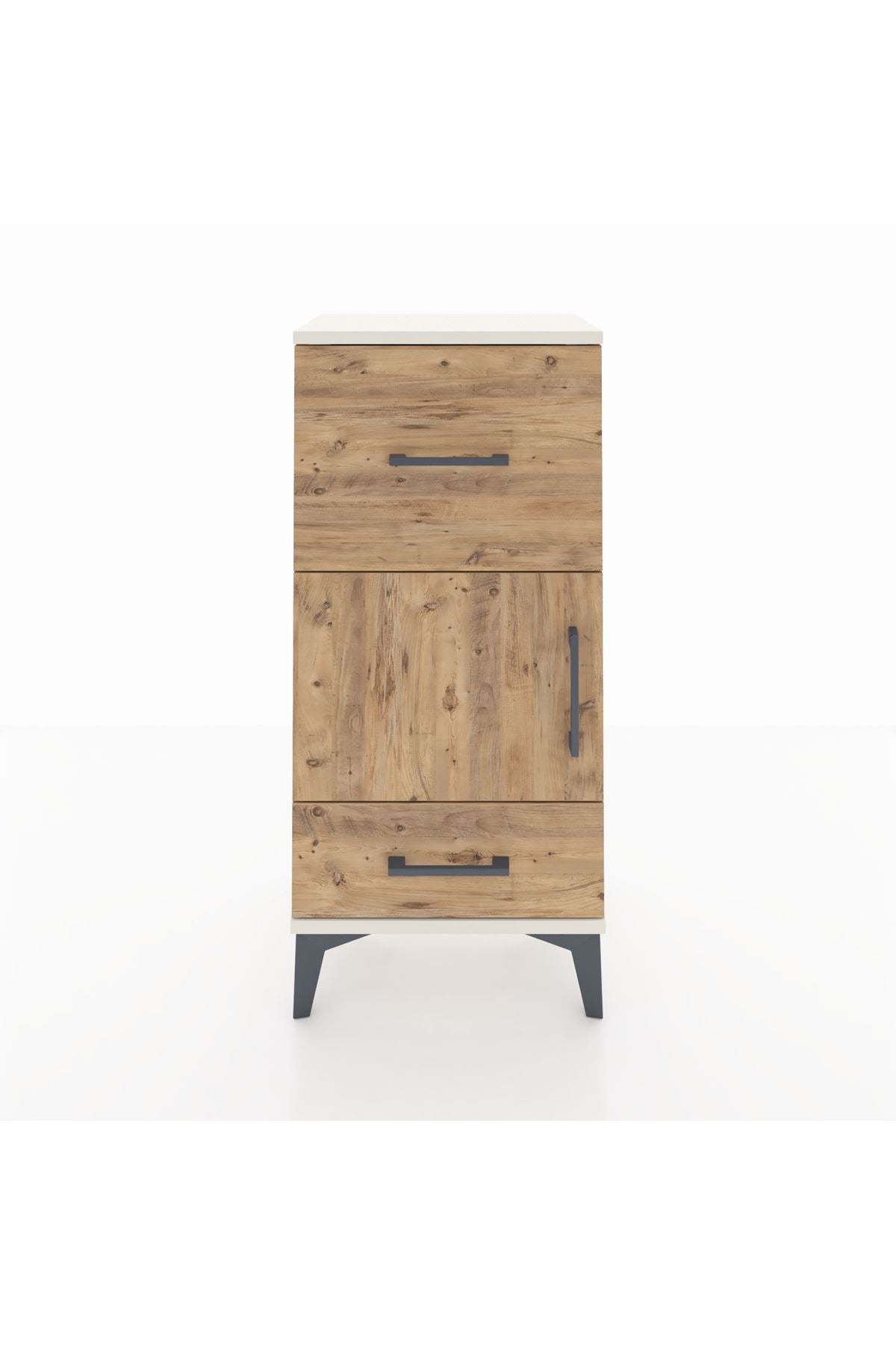 Arges Komodin Tek Raflı 2 Çekmeceli Tek Kapaklı 44x30x96 Aytaşı-Çam