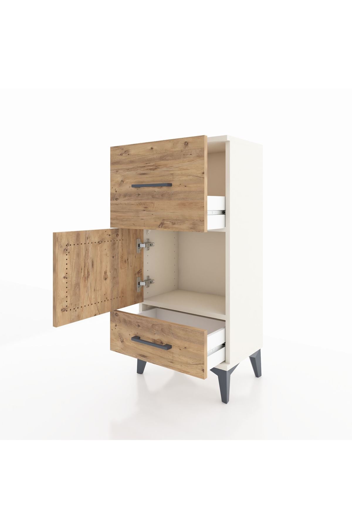 Arges Komodin Tek Raflı 2 Çekmeceli Tek Kapaklı 44x30x96 Aytaşı-Çam