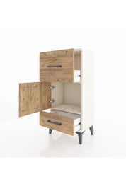 Arges Komodin Tek Raflı 2 Çekmeceli Tek Kapaklı 44x30x96 Aytaşı-Çam