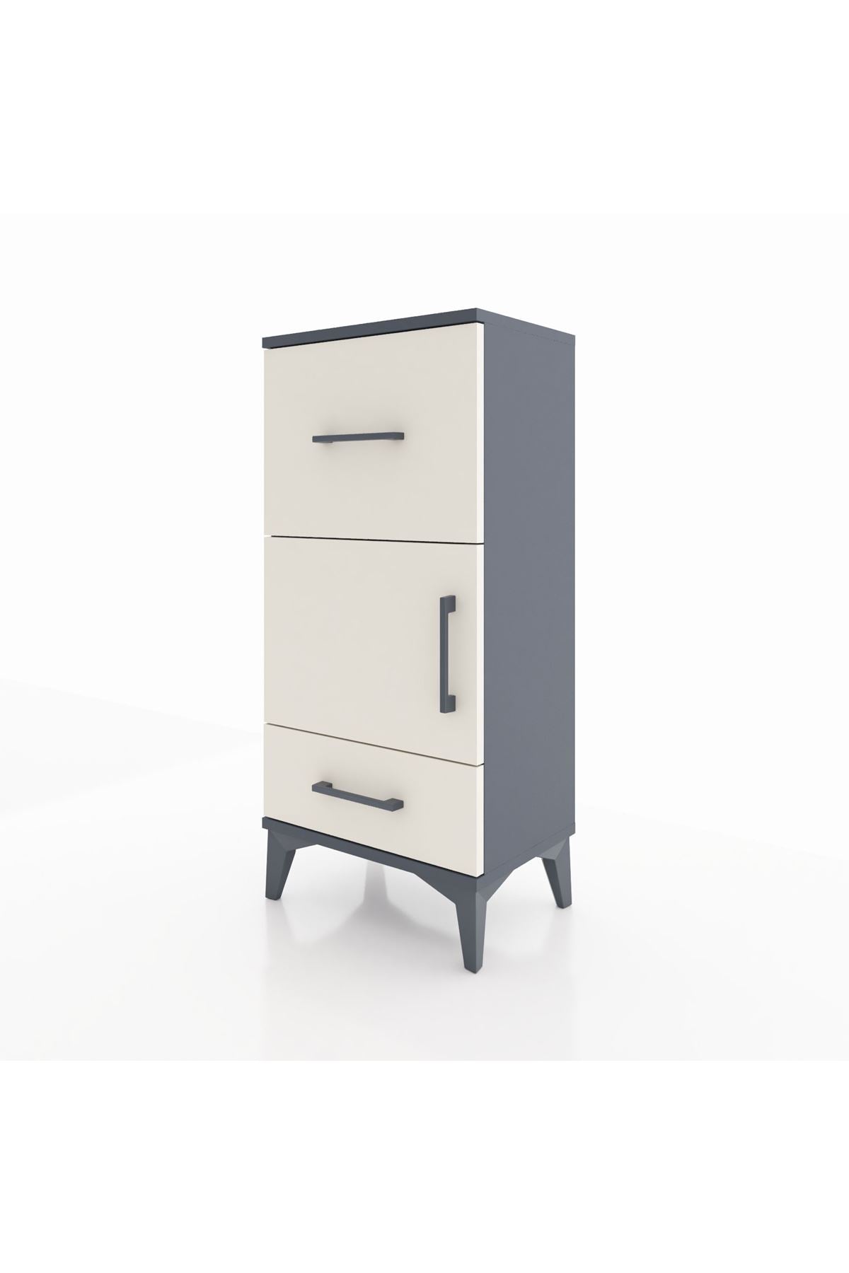 Arges Komodin Tek Raflı 2 Çekmeceli Tek Kapaklı 44x30x96 Antrasit-Aytaşı