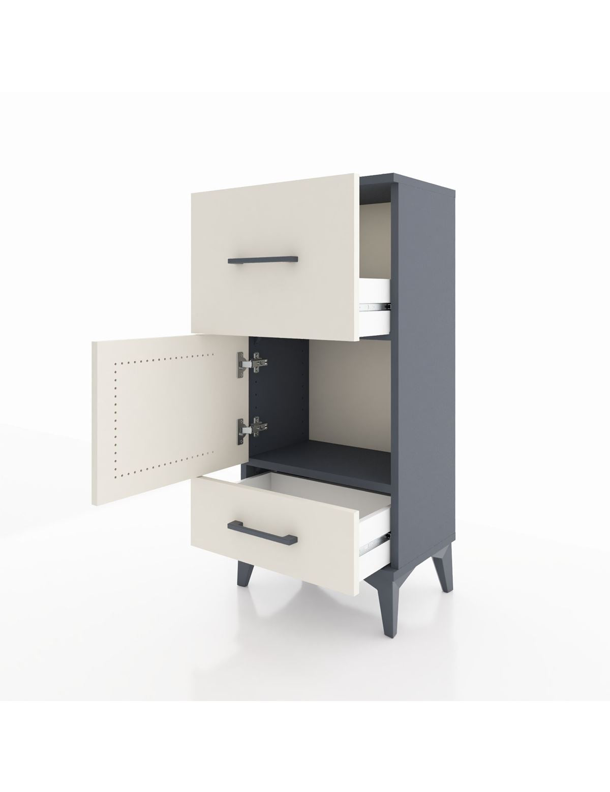 Arges Komodin Tek Raflı 2 Çekmeceli Tek Kapaklı 44x30x96 - S09M029V4A