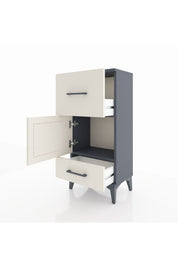 Arges Komodin Tek Raflı 2 Çekmeceli Tek Kapaklı 44x30x96 Antrasit-Aytaşı