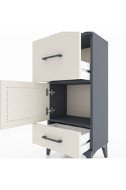 Arges Komodin Tek Raflı 2 Çekmeceli Tek Kapaklı 44x30x96 Antrasit-Aytaşı