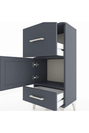 Arges Komodin Tek Raflı 2 Çekmeceli Tek Kapaklı 44x30x96 Antrasit-Antrasit