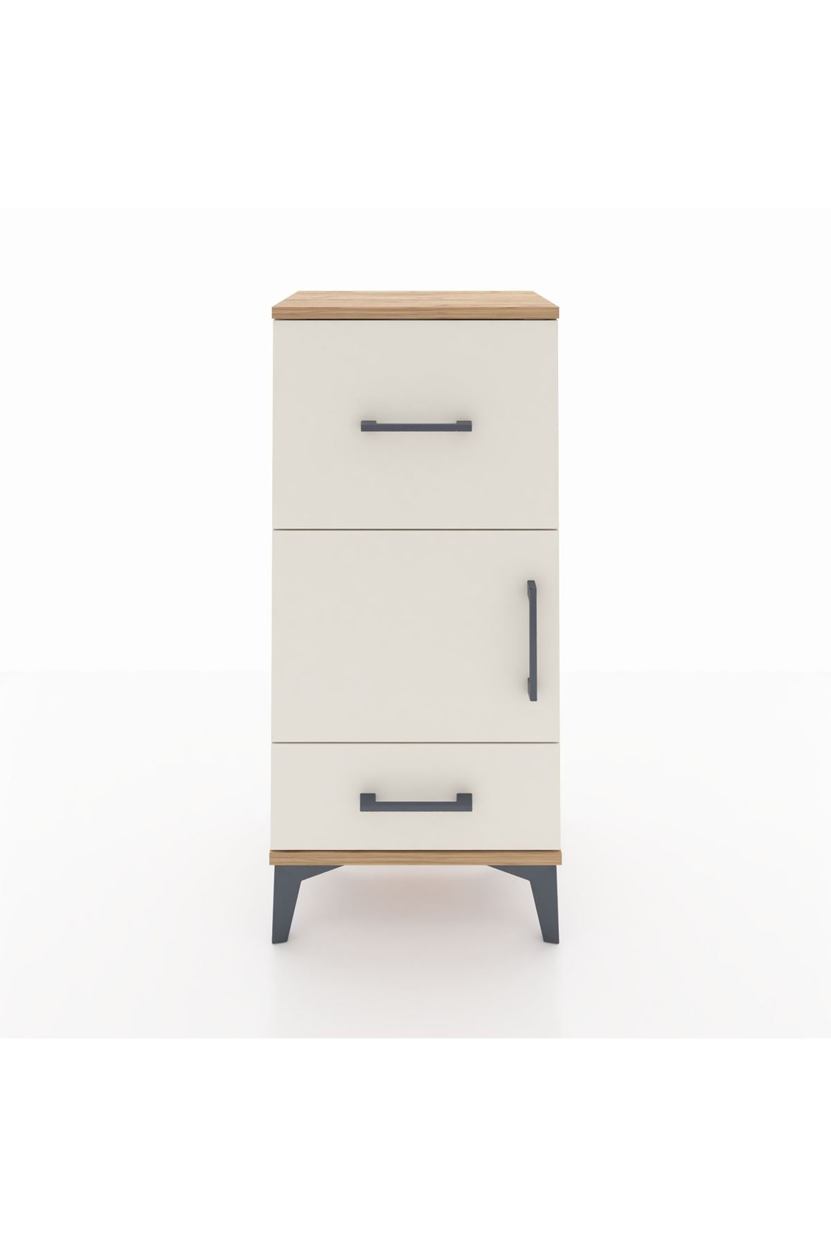 Arges Komodin Tek Raflı 2 Çekmeceli Tek Kapaklı 44x30x96 Çam-Aytaşı