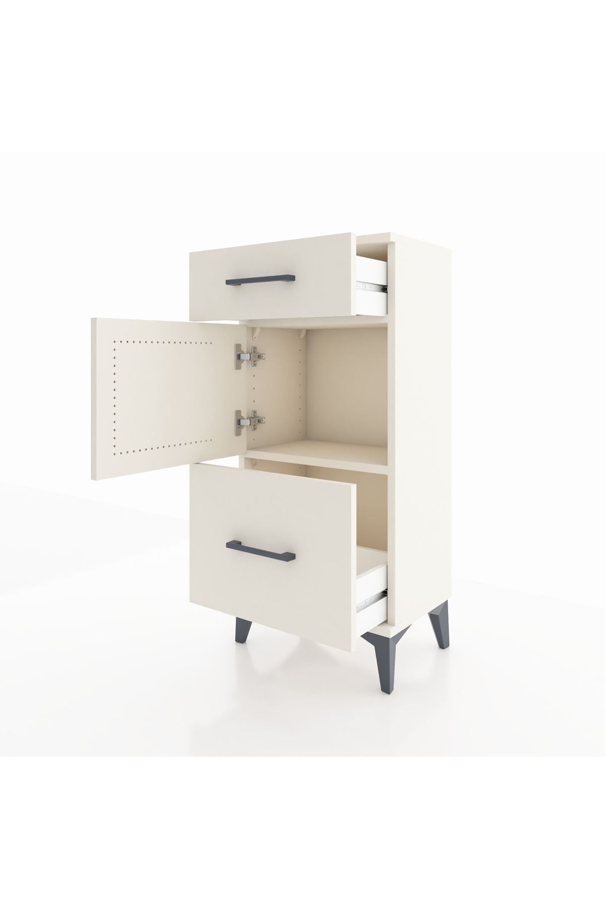 Arges Komodin Tek Raflı 2 Çekmeceli Tek Kapaklı 44x30x96 Aytaşı-Aytaşı