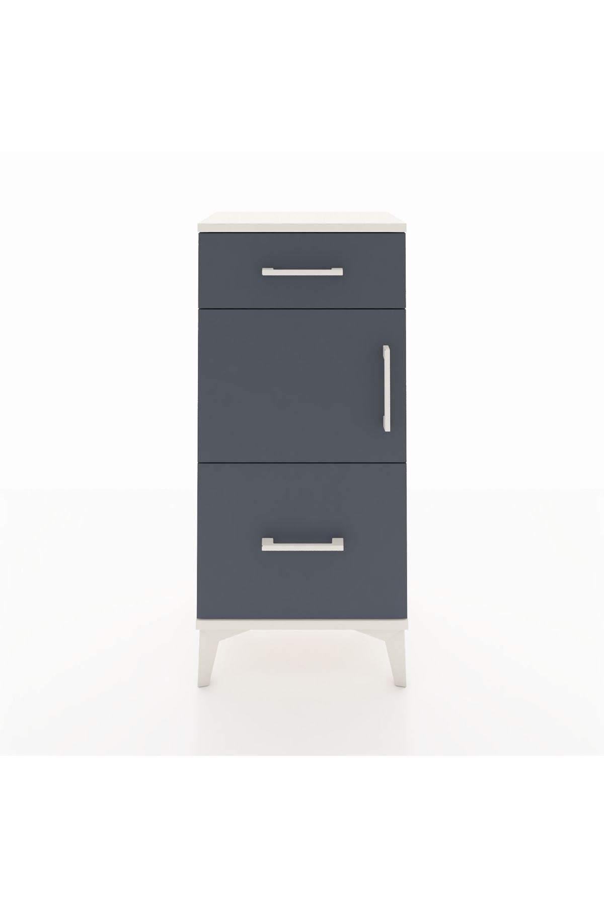 Arges Komodin Tek Raflı 2 Çekmeceli Tek Kapaklı 44x30x96 Aytaşı-Antrasit