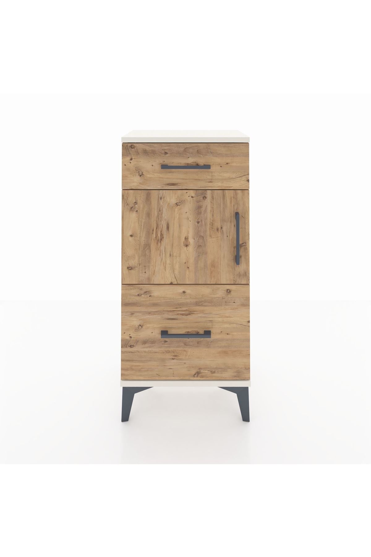 Arges Komodin Tek Raflı 2 Çekmeceli Tek Kapaklı 44x30x96 Aytaşı-Çam