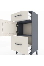 Arges Komodin Tek Raflı 2 Çekmeceli Tek Kapaklı 44x30x96 Antrasit-Aytaşı