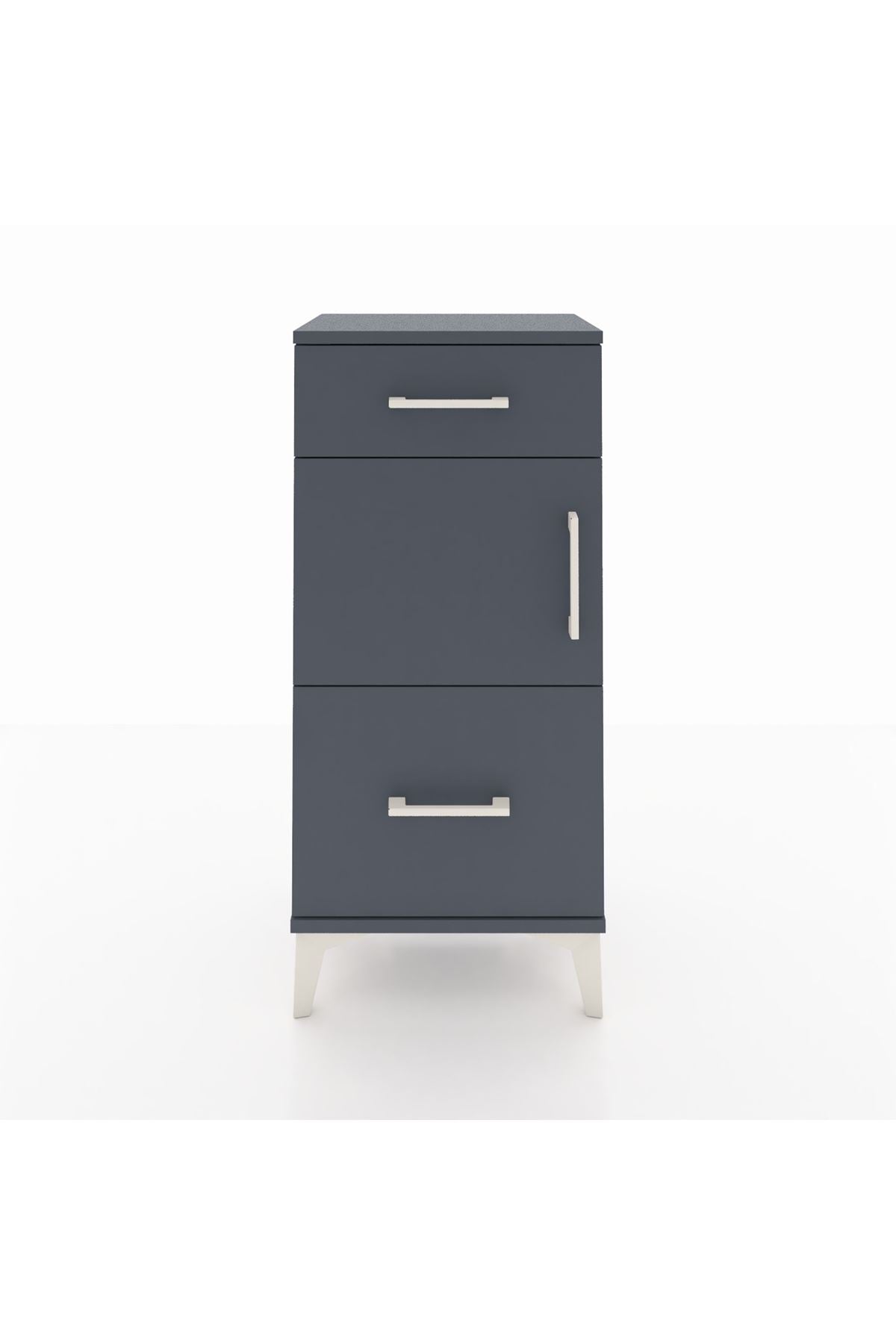 Arges Komodin Tek Raflı 2 Çekmeceli Tek Kapaklı 44x30x96 Antrasit-Antrasit