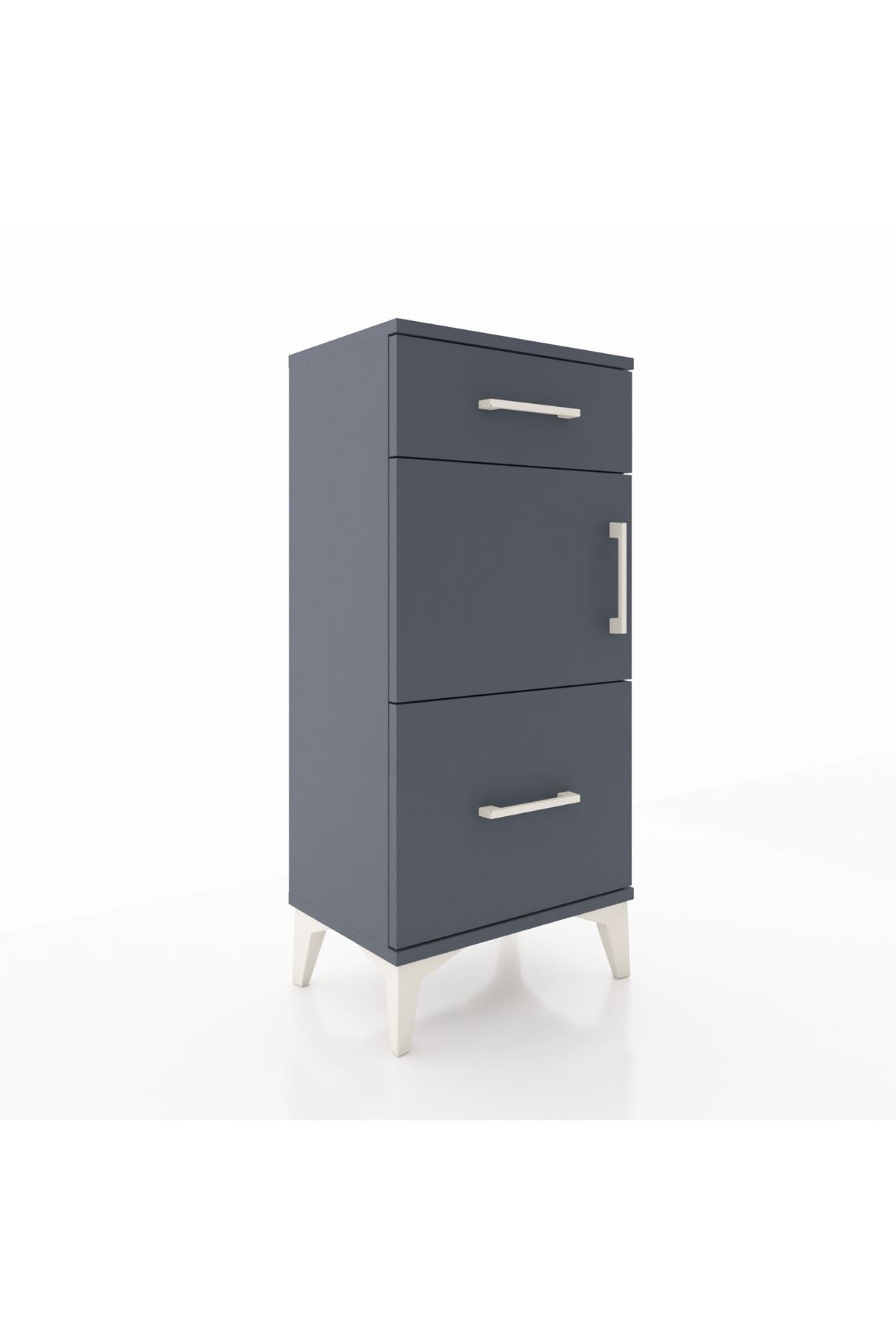 Arges Komodin Tek Raflı 2 Çekmeceli Tek Kapaklı 44x30x96 Antrasit-Antrasit