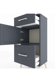 Arges Komodin Tek Raflı 2 Çekmeceli Tek Kapaklı 44x30x96 Antrasit-Antrasit