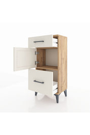 Arges Komodin Tek Raflı 2 Çekmeceli Tek Kapaklı 44x30x96 Çam-Aytaşı