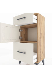 Arges Komodin Tek Raflı 2 Çekmeceli Tek Kapaklı 44x30x96 Çam-Aytaşı