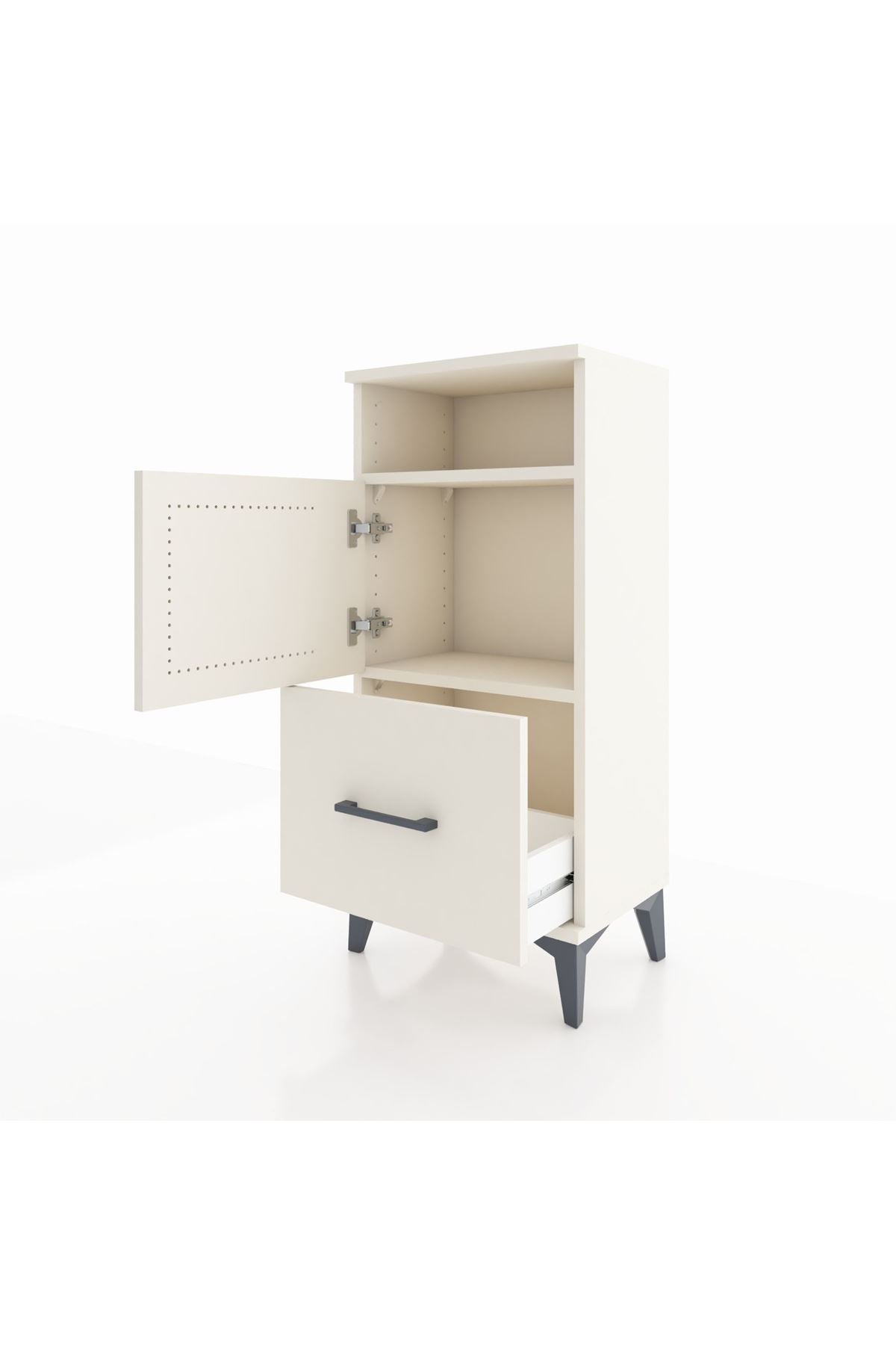 Arges Komodin 2 Raflı Tek Çekmeceli 2 Kapaklı 44x30x96 Aytaşı-Aytaşı