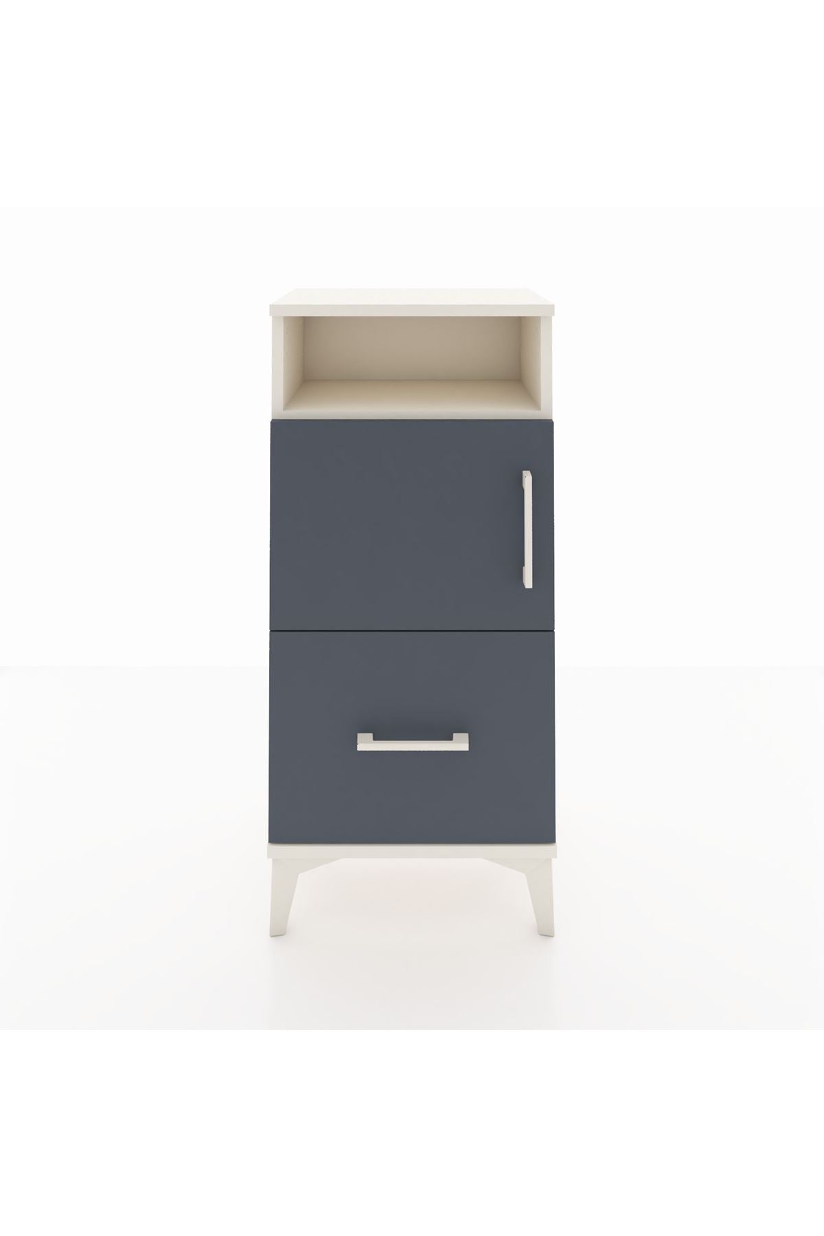 Arges Komodin 2 Raflı Tek Çekmeceli 2 Kapaklı 44x30x96 Aytaşı-Antrasit