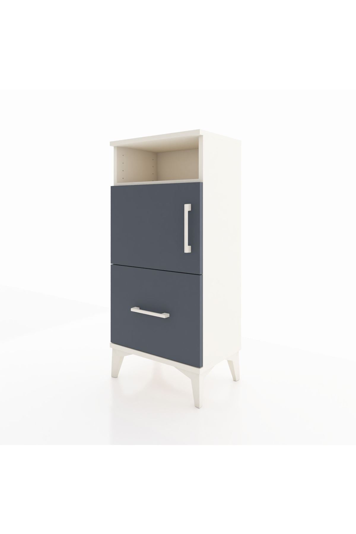 Arges Komodin 2 Raflı Tek Çekmeceli 2 Kapaklı 44x30x96 Aytaşı-Antrasit