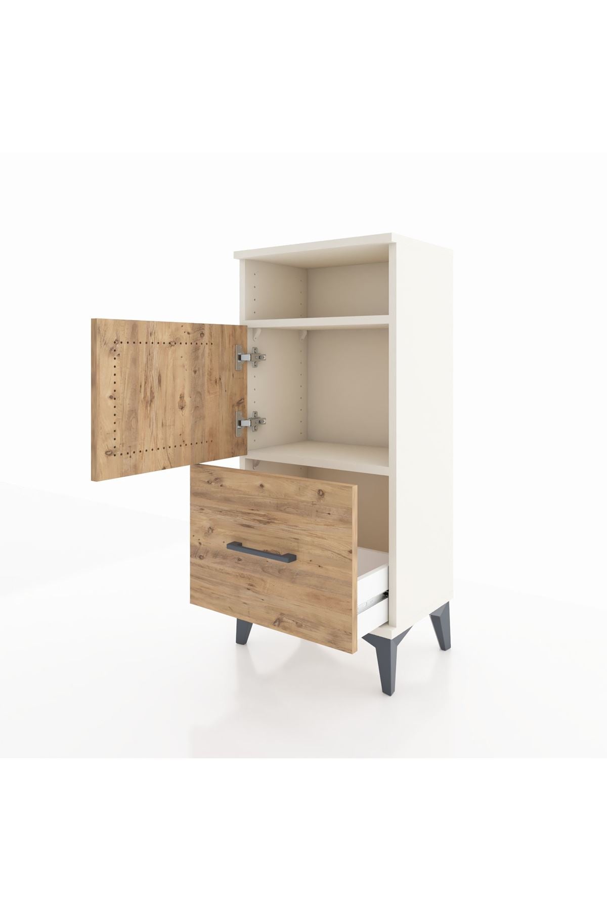 Arges Komodin 2 Raflı Tek Çekmeceli 2 Kapaklı 44x30x96 Aytaşı-Çam